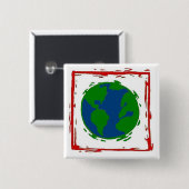 Badge Carré 5 Cm "Bouton de la terre" (Devant & derrière)
