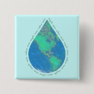 Badge Carré 5 Cm Bouton de la terre de baisse de l'eau