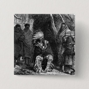 Badge Carré 5 Cm Bouton de la tribu indienne