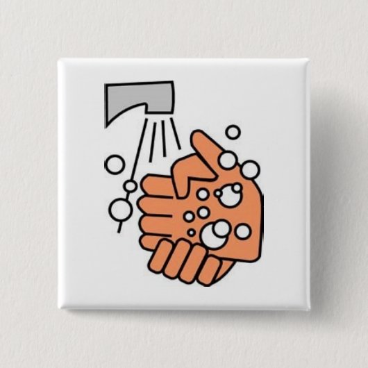Badge Carré 5 Cm Bouton de lavage de main (Devant)