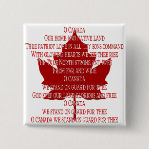 Badge Carré 5 Cm Bouton de l'hymne du Canada Souvenirs Canada Cadea