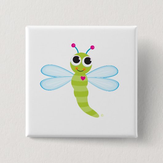 Badge Carré 5 Cm Bouton de libellule (Devant)