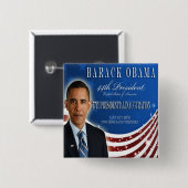 Badge Carré 5 Cm Bouton de l'inauguration 2013 d'Obama (Devant & derrière)
