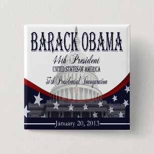 Badge Carré 5 Cm Bouton de l'inauguration 2013 d'Obama
