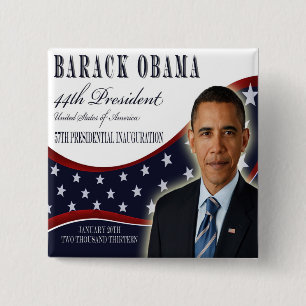 Badge Carré 5 Cm Bouton de l'inauguration 2013 d'Obama