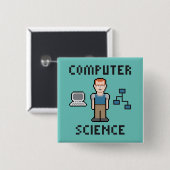 Badge Carré 5 Cm Bouton de l'informatique de pixel (Devant & derrière)