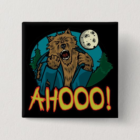 Badge Carré 5 Cm Bouton de loup-garou (Devant)