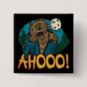Badge Carré 5 Cm Bouton de loup-garou