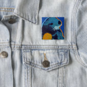 Badge Carré 5 Cm Bouton de loutre de mer (En situation)