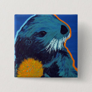 Badge Carré 5 Cm Bouton de loutre de mer