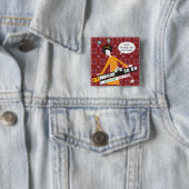 Badge Carré 5 Cm Bouton de main C de Mah Jongg (En situation)