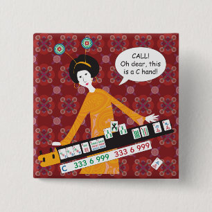 Badge Carré 5 Cm Bouton de main C de Mah Jongg