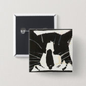 Badge Carré 5 Cm Bouton de "Maow" (Devant & derrière)