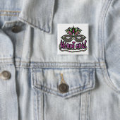Badge Carré 5 Cm Bouton de mardi gras (En situation)