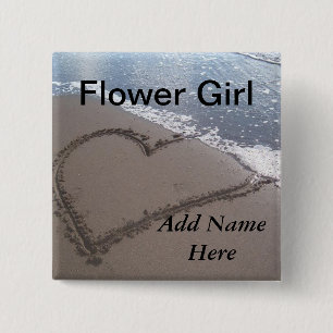 Badge Carré 5 Cm Bouton de mariage de plage de demoiselle de