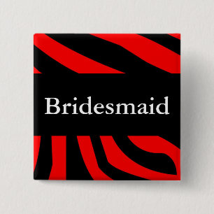 Badge Carré 5 Cm Bouton de mariage de zèbre de demoiselle d'honneu