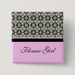 Badge Carré 5 Cm bouton de mariage en damas
