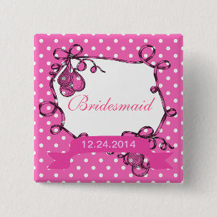 Badge Carré 5 Cm Bouton de mariage pour demoiselle d'honneur
