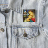 Badge Carré 5 Cm Bouton de Mary ChristMass (En situation)