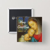 Badge Carré 5 Cm Bouton de Mary ChristMass (Devant & derrière)