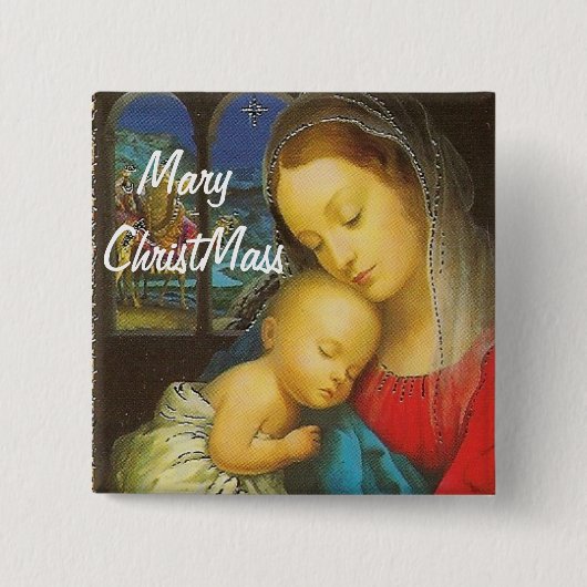 Badge Carré 5 Cm Bouton de Mary ChristMass (Devant)