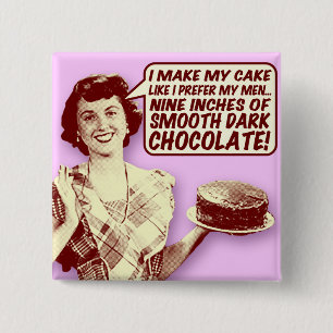 Badge Carré 5 Cm Bouton de Ménagère Rétro - Neuf Pouces de Chocolat