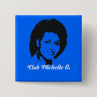 Badge Carré 5 Cm Bouton de Michelle O de club, bleu Cerulean
