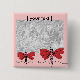 Badge Carré 5 Cm Bouton de modèle de libellule de Valentines