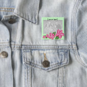 Badge Carré 5 Cm Bouton de modèle de Plumaria (En situation)