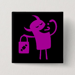 Badge Carré 5 Cm Bouton de monstre de l'art graphique Halloween Tri