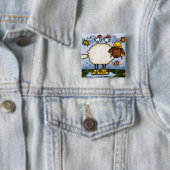 Badge Carré 5 Cm bouton de moutons d'automne (En situation)