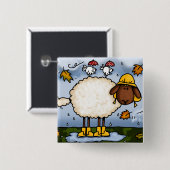 Badge Carré 5 Cm bouton de moutons d'automne (Devant & derrière)