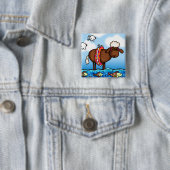 Badge Carré 5 Cm bouton de moutons d'été (En situation)