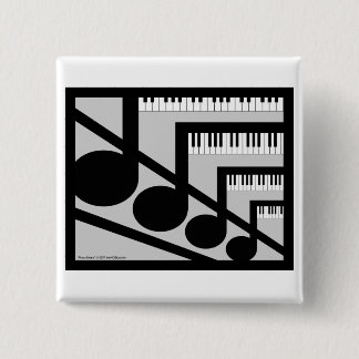 Badge Carré 5 Cm Bouton de musique de piano