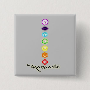 Badge Carré 5 Cm Bouton de Namaste Chakras