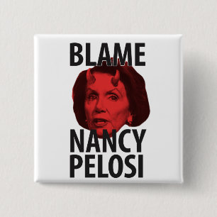 Badge Carré 5 Cm Bouton de Nancy Pelosi de blâme