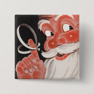 Badge Carré 5 Cm Bouton de Noël rétro