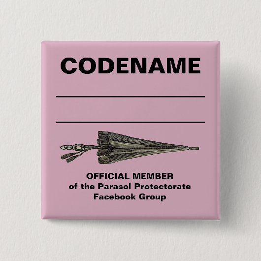Badge Carré 5 Cm Bouton de nom de code de protectorat de parasol (Devant)