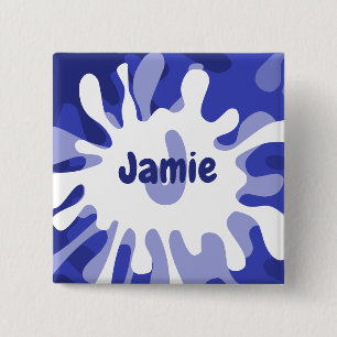 Badge Carré 5 Cm Bouton de nom de peinture éclaboussée abstraite am