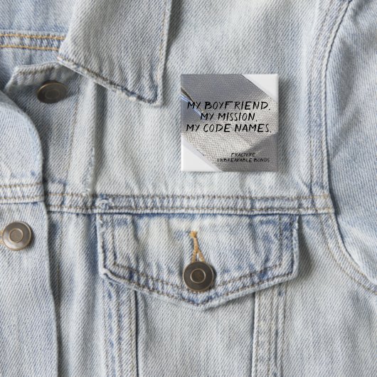 Badge Carré 5 Cm Bouton de noms de code (En situation)