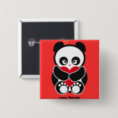 Badge Carré 5 Cm Bouton de Panda® d'amour (Devant & derrière)