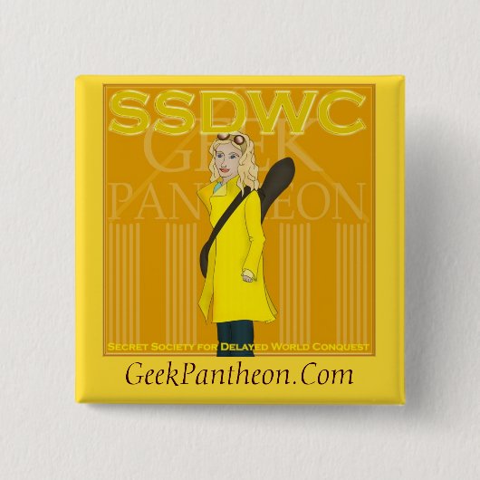 Badge Carré 5 Cm Bouton de Panthéon de geek (Devant)