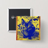 Badge Carré 5 Cm Bouton de panthère de Tapuio (Devant & derrière)