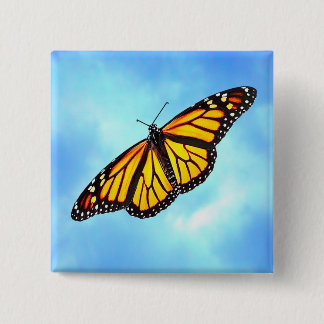 Badge Carré 5 Cm Bouton de papillon de monarque
