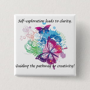 Badge Carré 5 Cm Bouton de papillon. L'inspiration soit avec vous