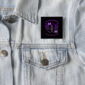 Badge Carré 5 Cm Bouton de papillons pourpres de sensibilisation à (En situation)
