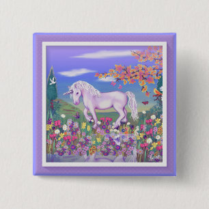 Badge Carré 5 Cm Bouton de paradis violet