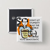 BADGE CARRÉ 5 CM BOUTON DE PARTIE D'ANTI-TEA (Devant & derrière)