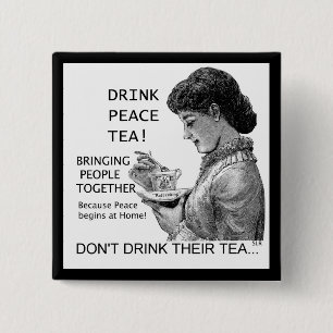 BADGE CARRÉ 5 CM BOUTON DE PARTIE D'ANTI-TEA