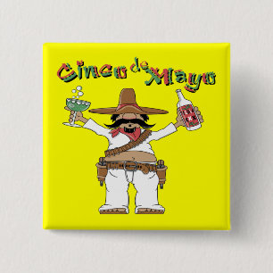 Badge Carré 5 Cm Bouton de partie de Cinco De Mayo